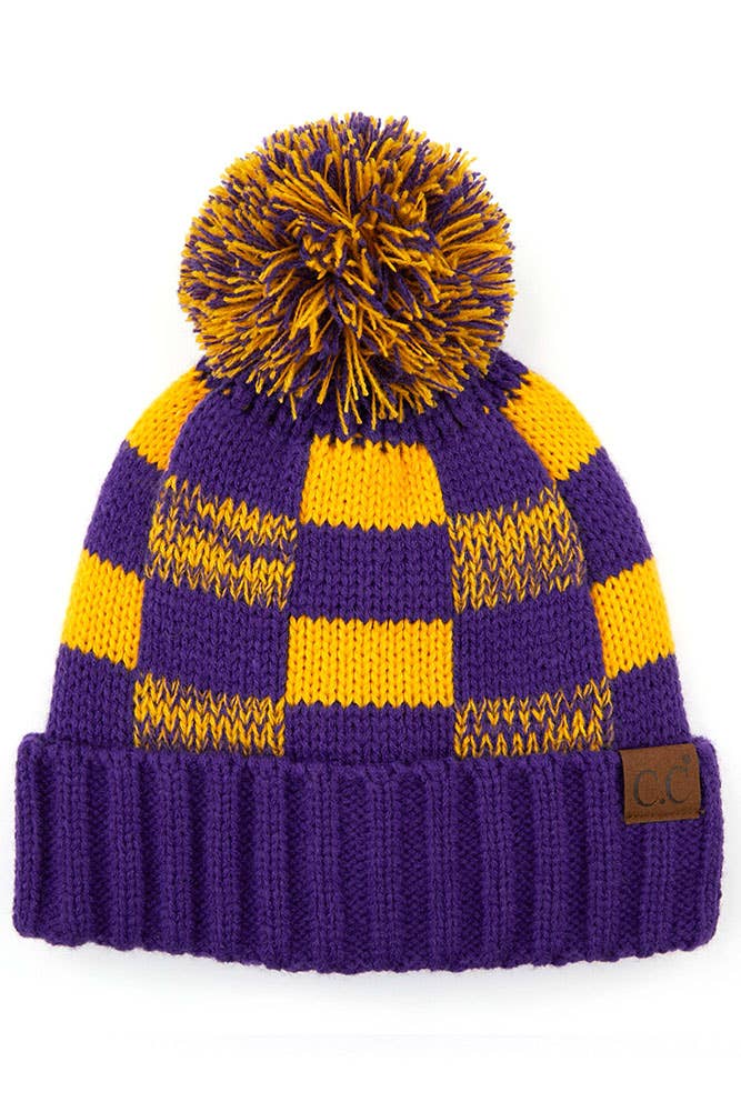 C.C Buffalo Check Team Beanie Purple/Gold
