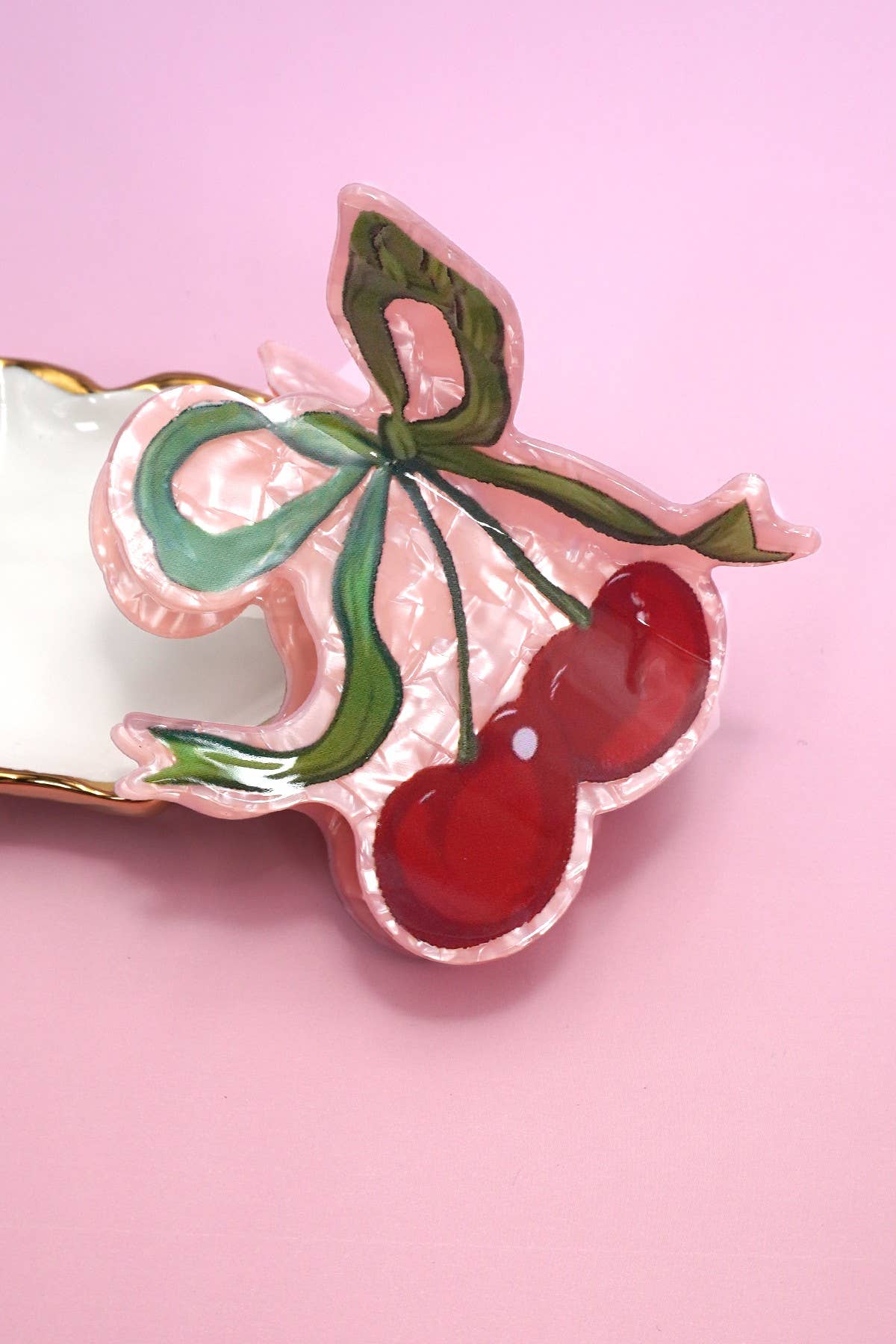 Cherry Bow Claw Clips