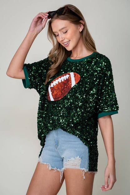 Sequin Football Graphic Top