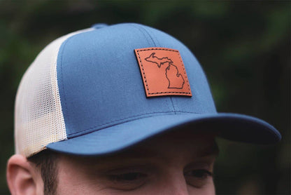 Leather Michigan Trucker Hat