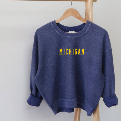 Michigan Cropped Thermal Vintage Crewneck