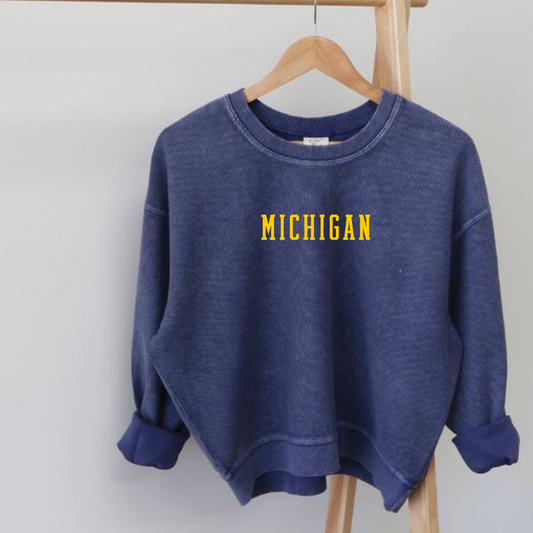 Michigan Cropped Thermal Vintage Crewneck