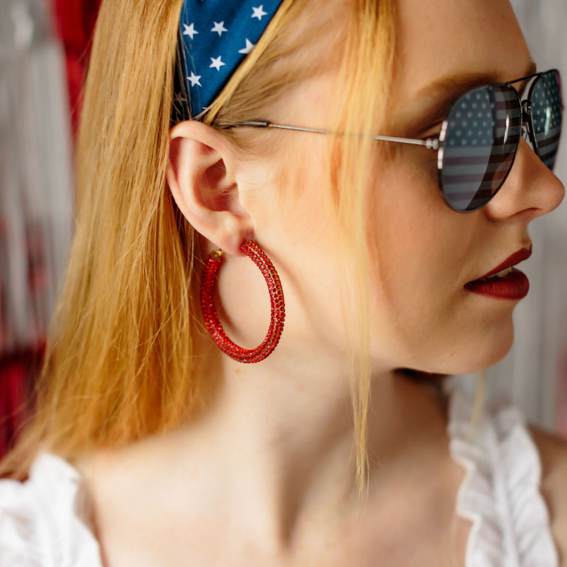 4th of July Glitter Hoops
