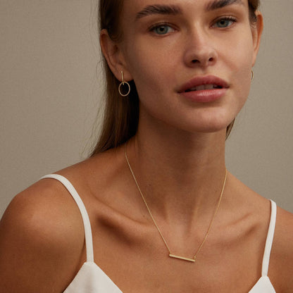 Bar Charm Gold Dip Short Necklace