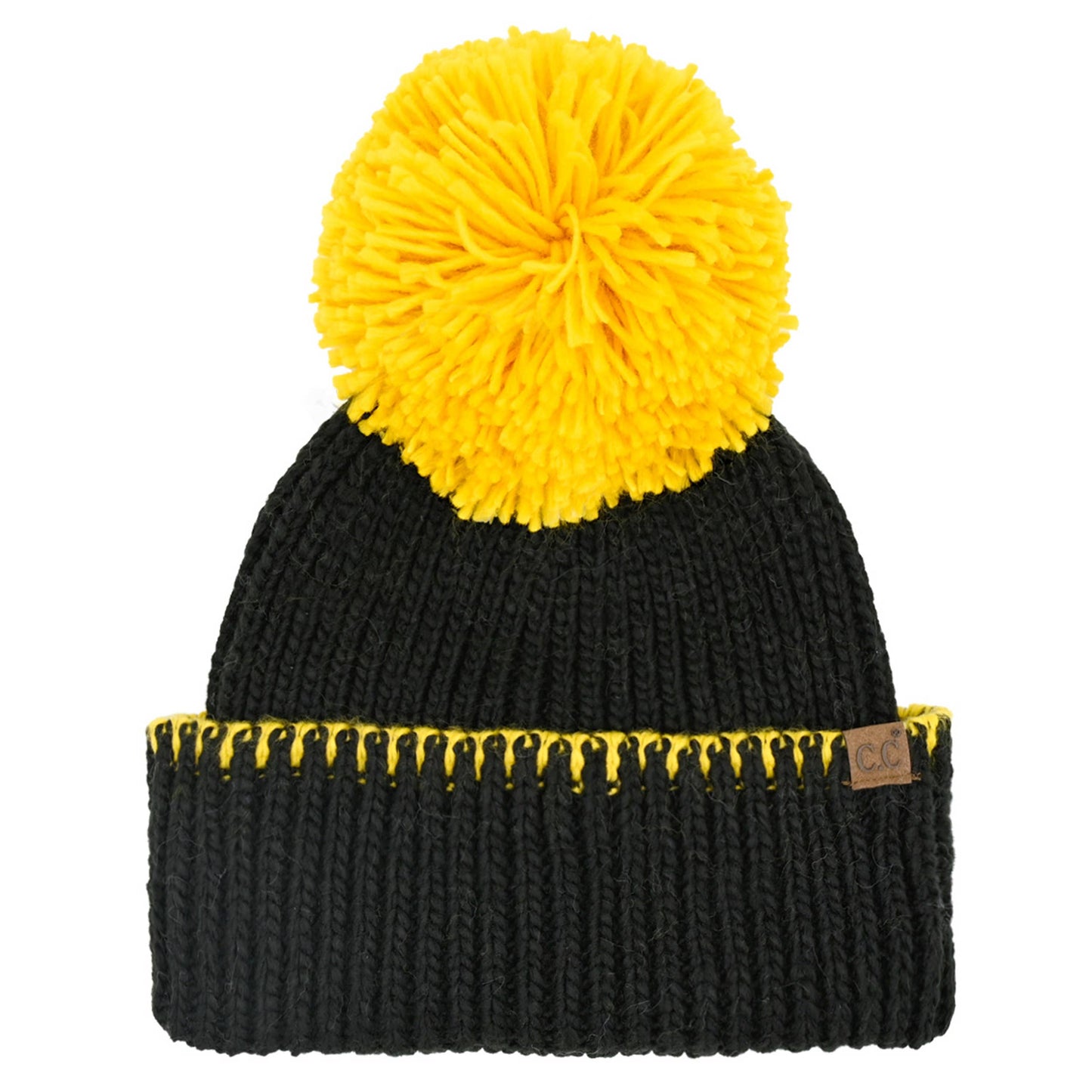 C.C Yarn Pom Game Day Team Stitch Point Beanie Hat