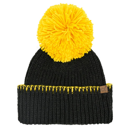 C.C Yarn Pom Game Day Team Stitch Point Beanie Hat