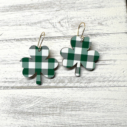 Plaid Shamrock Earrings