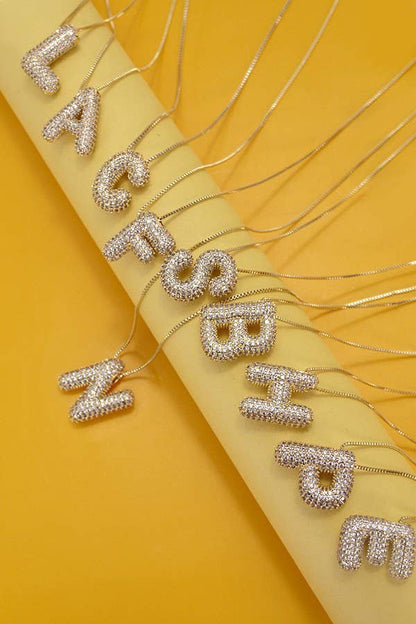 Initial Rhinestone Bubble Necklace