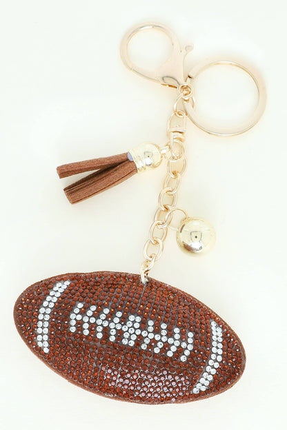 Rhinestone Football Keychain