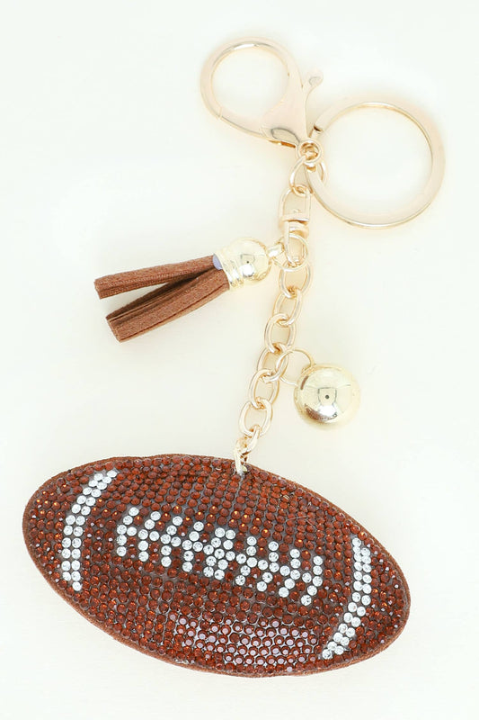 Rhinestone Football Keychain
