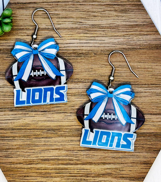Lions Football Bow Earrings