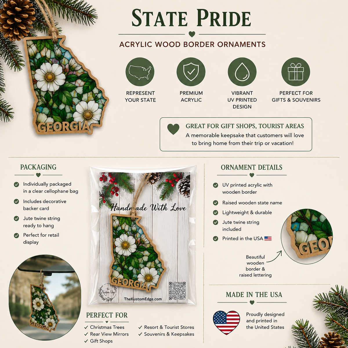 Michigan State Flower Ornament - Apple Blossom