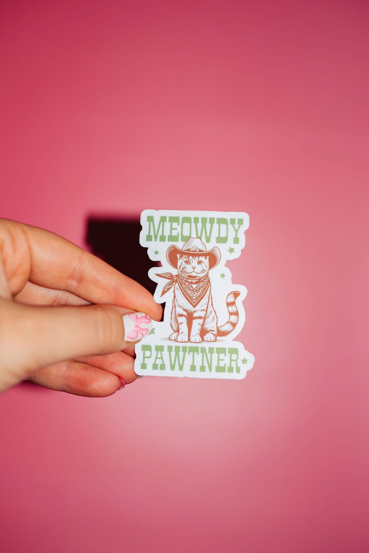 Meowdy Partner Sticker, Cat Wild West Animal, Funny Meme