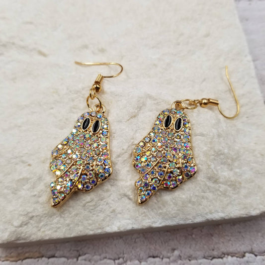 Halloween Diamond Ghost Earrings