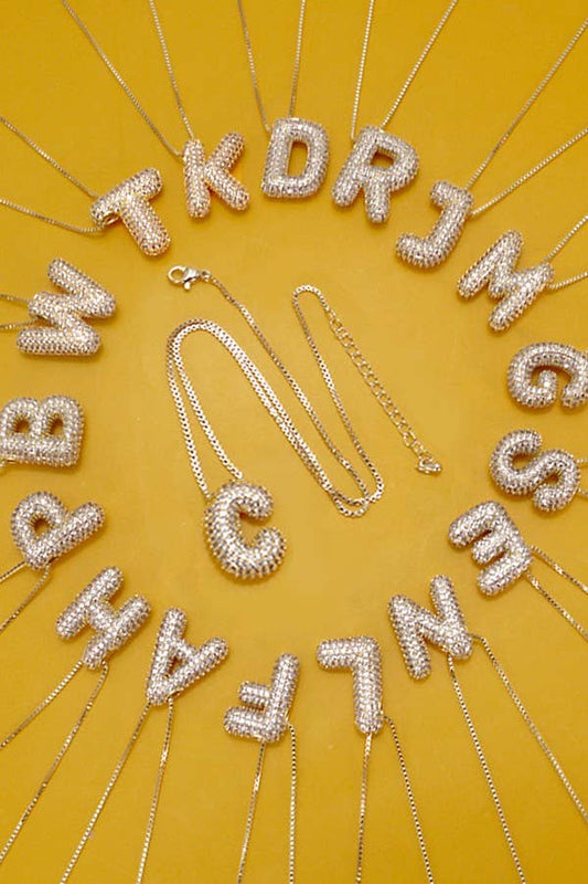 Initial Rhinestone Bubble Necklace