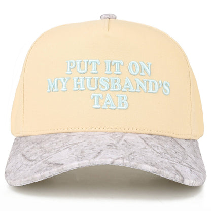 Put it on my Husbands Tab Trucker Hat