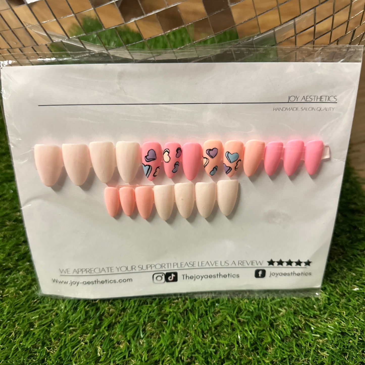 Pink Heart Nails