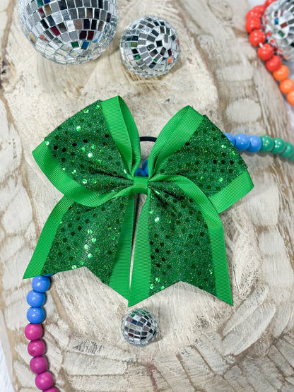 Green Sequin Cheer Bow