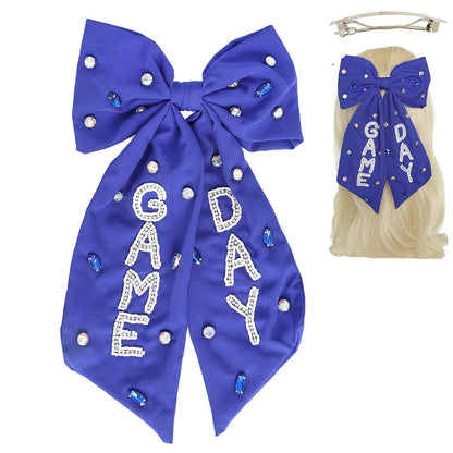 Game Day Bead Gemstone Bow Barrette Hair Clip