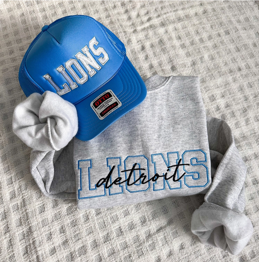 Detroit Lions Embroidered Crewneck