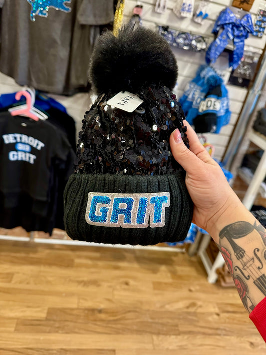 Grit Pom Pom Sequin Beanie