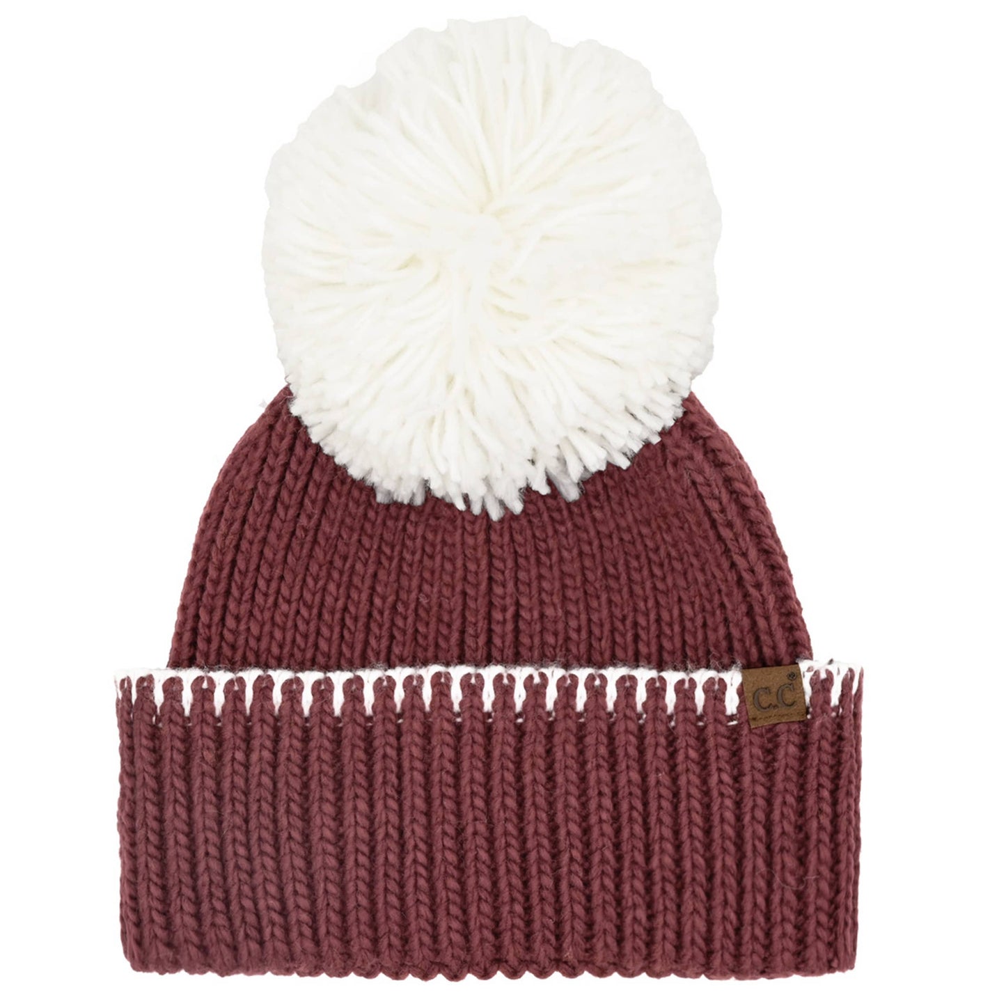 C.C Yarn Pom Game Day Team Stitch Point Beanie Hat