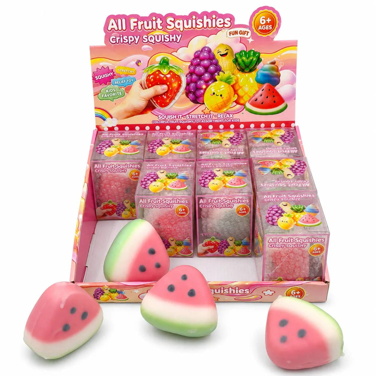 Crispy Watermelon Squishy Stress Relief Toy Display