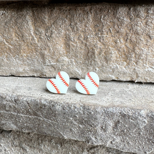 Baseball Heart Earrings