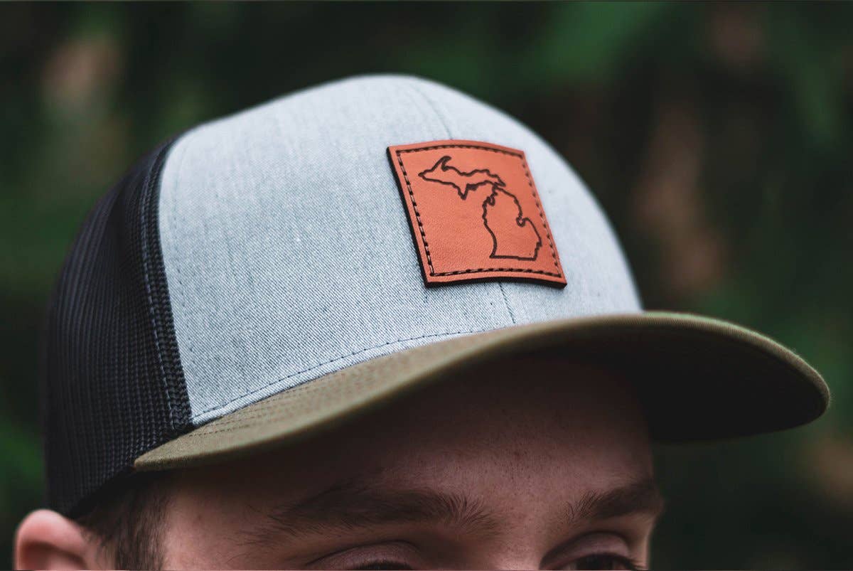 Leather Michigan Trucker Hat