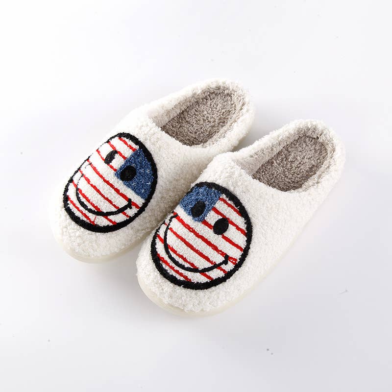 4th of July Smiley Slippers