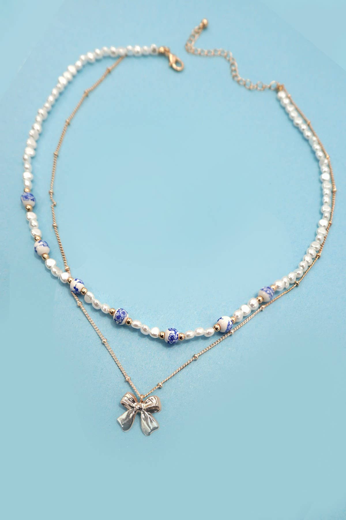 Porcelain Pearl Bow Necklace