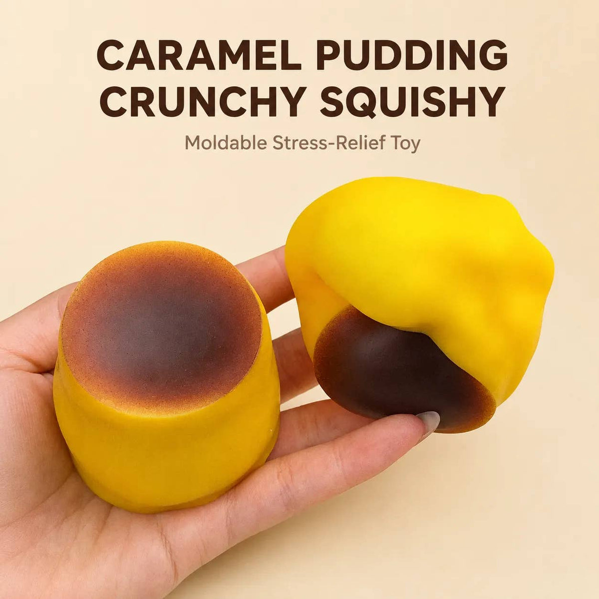 Crunchy Caramel Pudding Moldable Squishy Toy