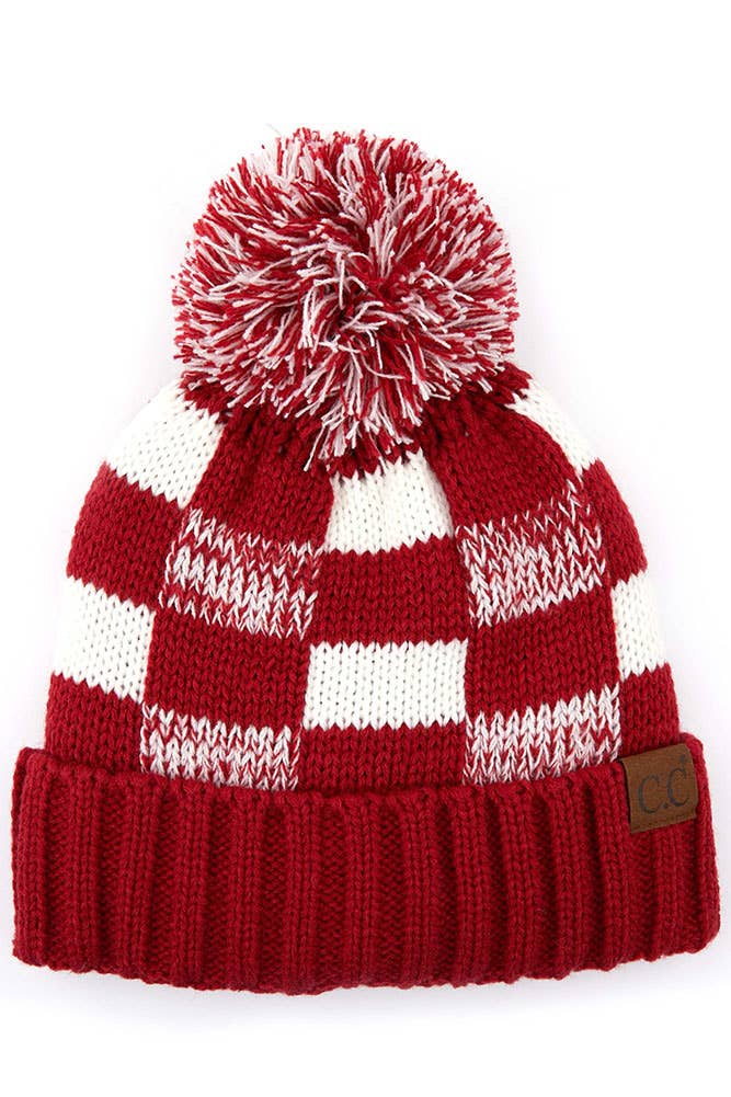 C.C Buffalo Check Team Beanie Red/White