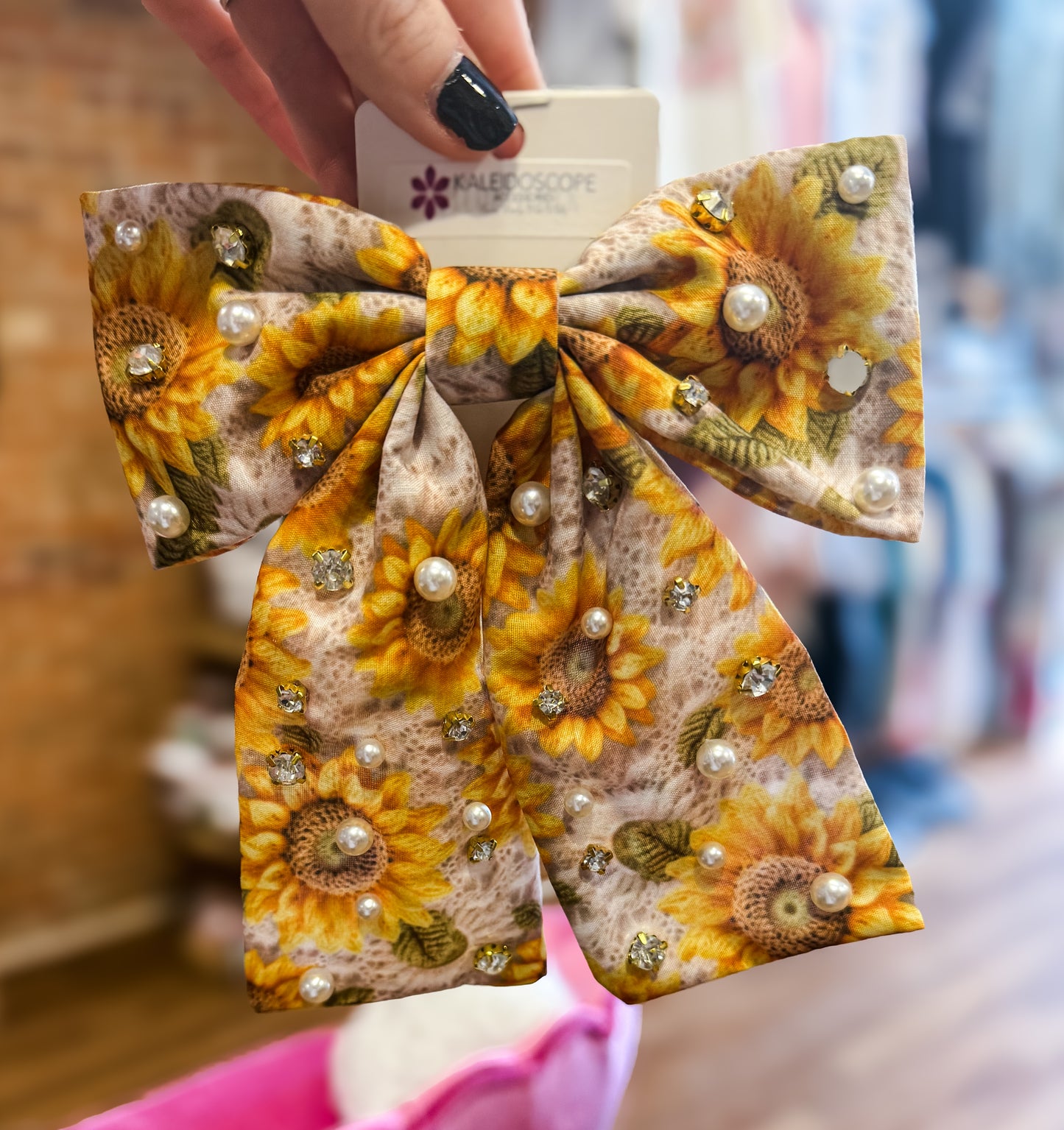 Floral Crystal Sunflower Bow