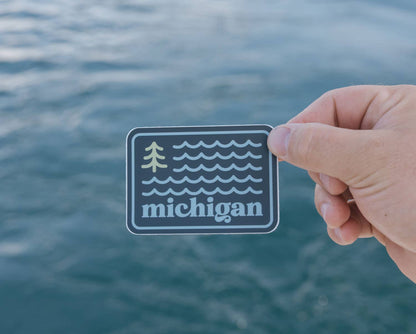 Waves & Woods Michigan Sticker — Original Design