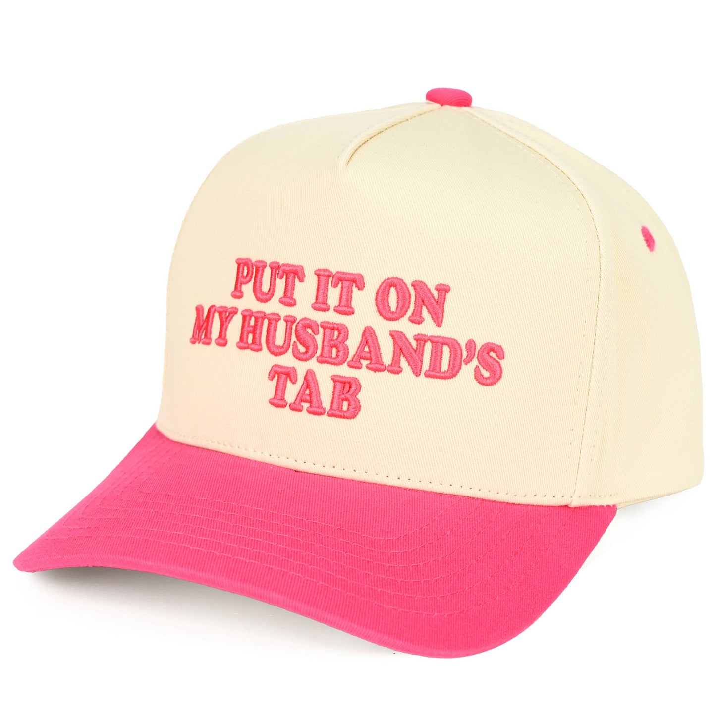 Put it on my Husbands Tab Trucker Hat