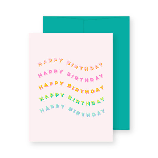 Happy Birthday Waves Blush Greeting Card