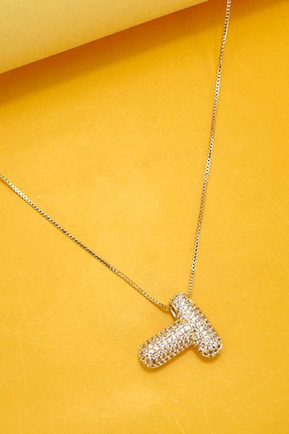 Initial Rhinestone Bubble Necklace