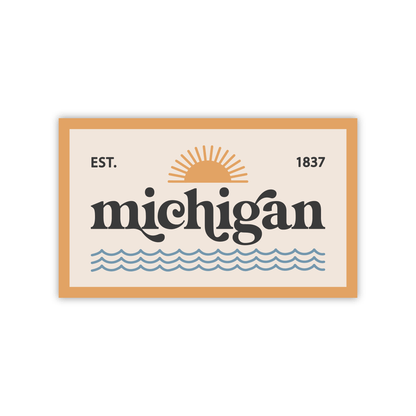 Retro Michigan Patch Durable Sticker (Day) — Original Design