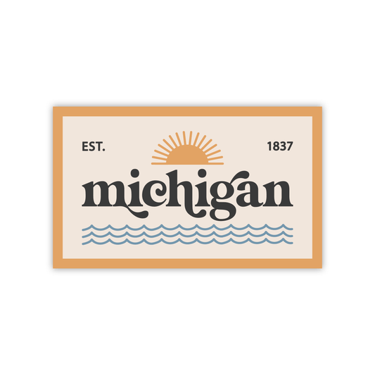 Retro Michigan Patch Durable Sticker (Day) — Original Design