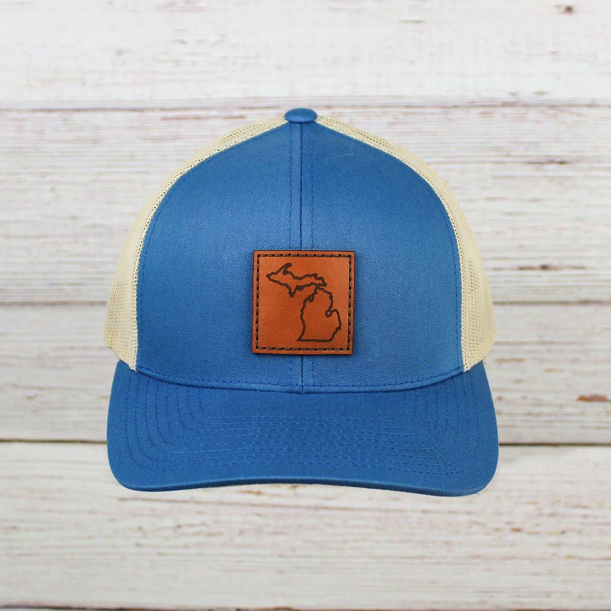 Leather Michigan Trucker Hat