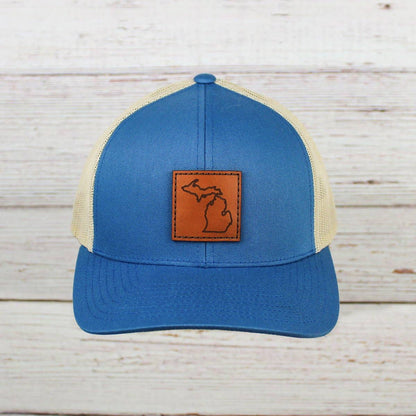 Leather Michigan Trucker Hat