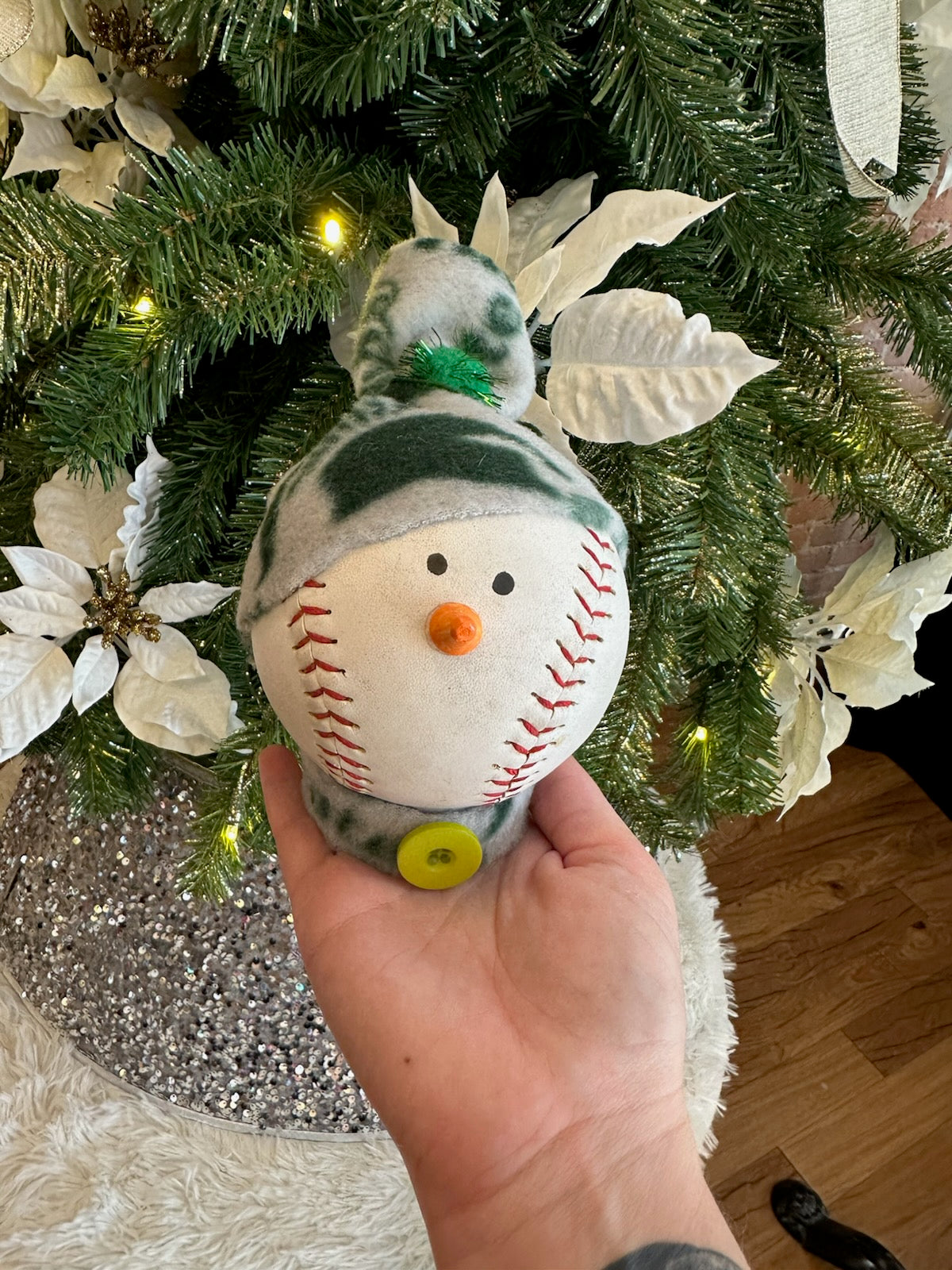 Recycled Softball Snowman