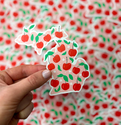 Michigan Cherry Sticker — Waterproof & Outdoor Ready