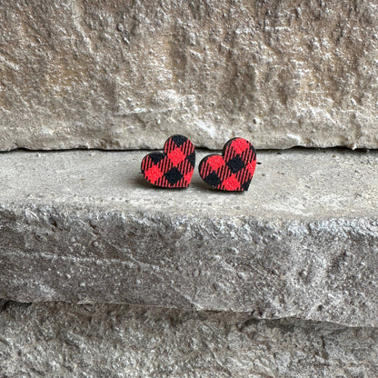 Plaid Heart Earrings