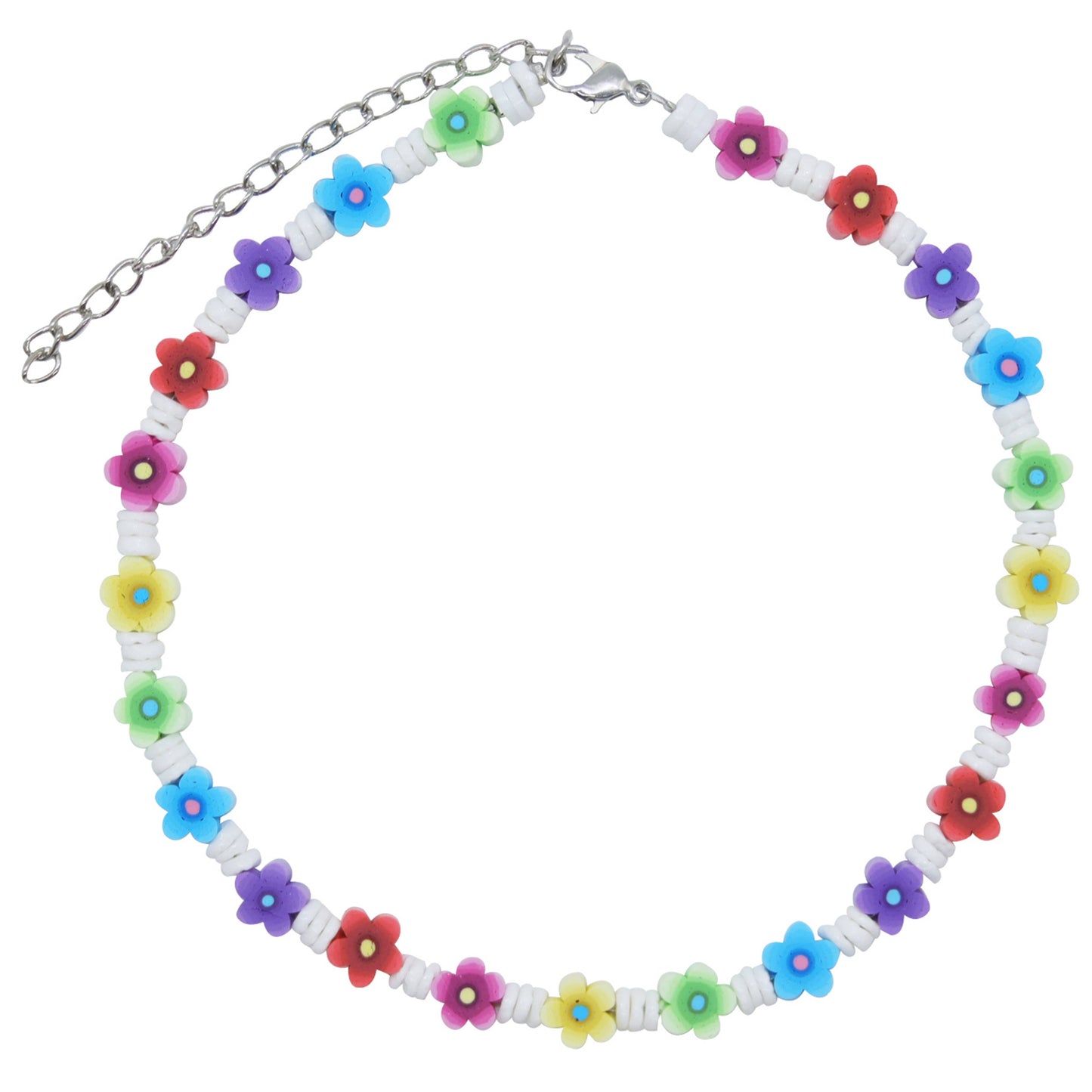 Puka Shell Necklace with Flowers