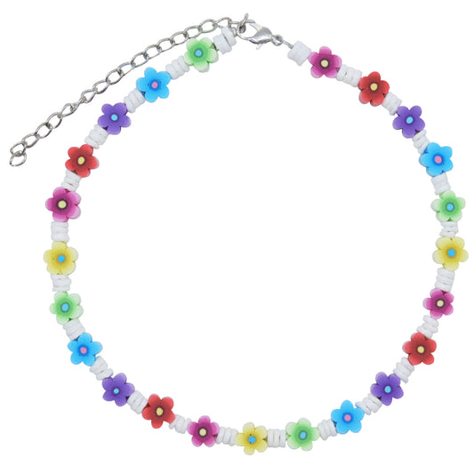 Puka Shell Necklace with Flowers