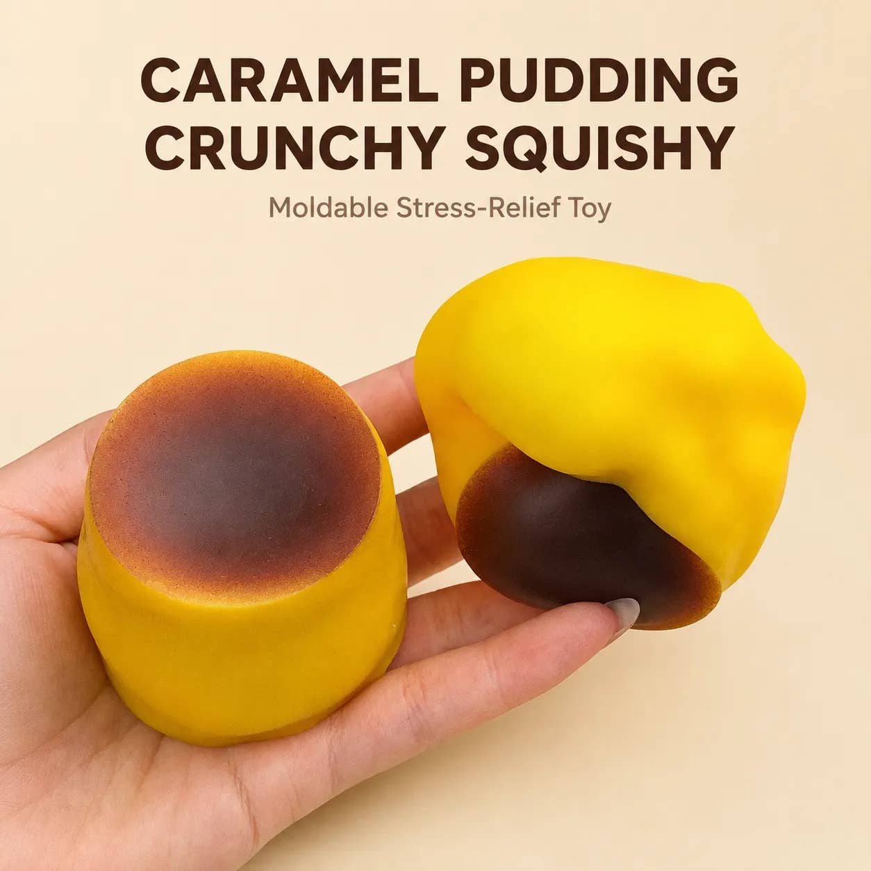 Crunchy Caramel Pudding Moldable Squishy Toy