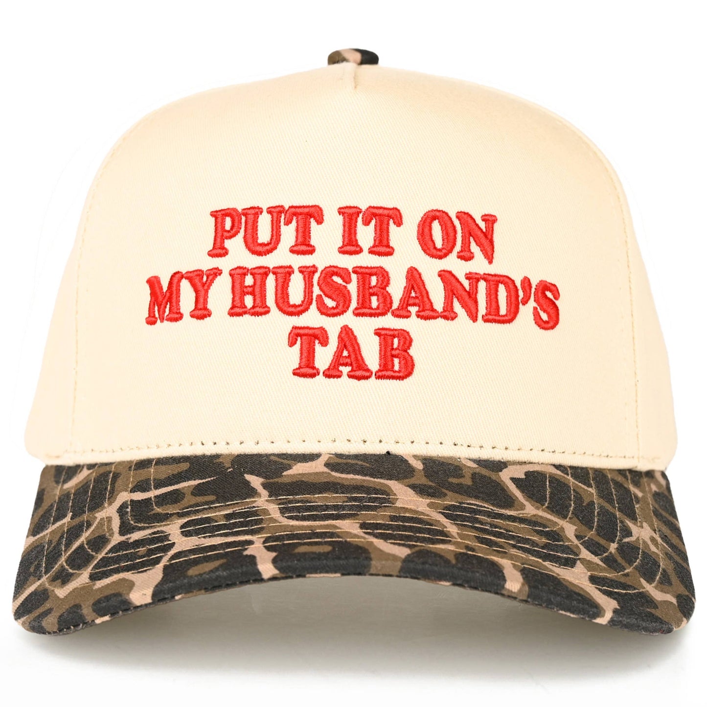 Put it on my Husbands Tab Trucker Hat