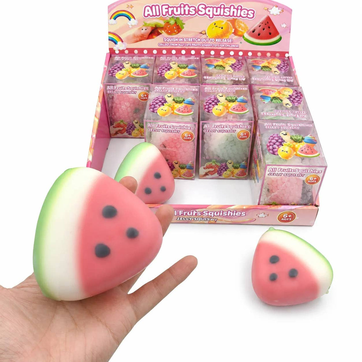 Crispy Watermelon Squishy Stress Relief Toy Display